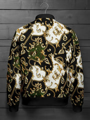 Hawaii Style Golden Texture 3D Printed Winter Zipper Jacket. MWJ-405 Hawaii Style Golden Texture 3D Printed Winter Zipper Jacket. MWJ-405