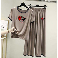 Contrast Tape-Style Big-Printed 2-Pcs Lounge And Night Wear Suit. WLW-07 Contrast Tape-Style Big-Printed 2-Pcs Lounge And Night Wear Suit. WLW-07