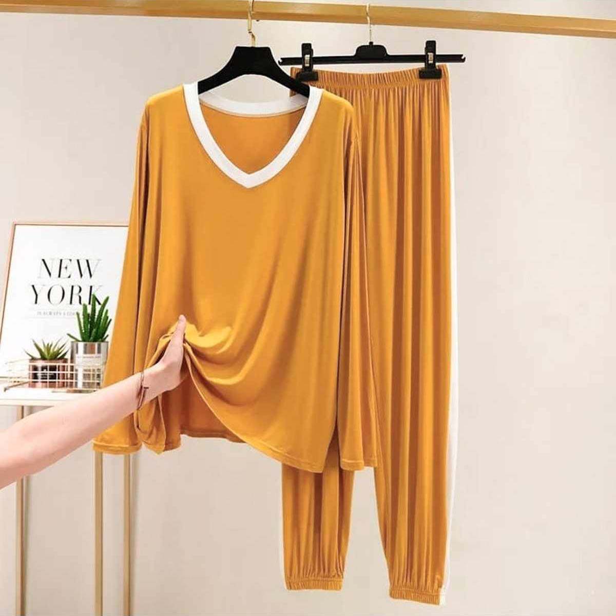 Contrast Neck-Style 2-Pcs Lounge And Night Wear Suit. WLW-10