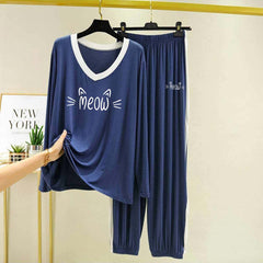 Contrast Neck-Style Big-Printed 2-Pcs Lounge And Night Wear Suit. WLW-10 Contrast Neck-Style Big-Printed 2-Pcs Lounge And Night Wear Suit. WLW-10