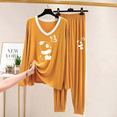 Contrast Neck-Style Big-Printed 2-Pcs Lounge And Night Wear Suit. WLW-10 Contrast Neck-Style Big-Printed 2-Pcs Lounge And Night Wear Suit. WLW-10