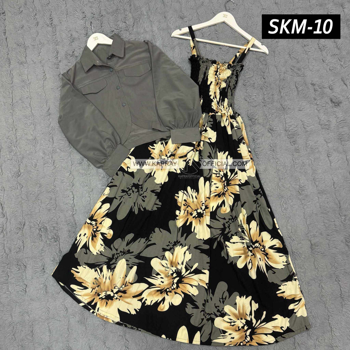 Short Koti & Printed Smoky Maxi Style Western 2-Pcs Stiched Suit. SKM-10