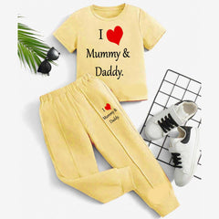 I Love D+M Kids Trouser Pintex Style 2-Pcs Summer Suit. (HTS+TR) I Love D+M Kids Trouser Pintex Style 2-Pcs Summer Suit. (HTS+TR)