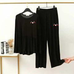 Peplum-Style Logo-Printed 2-Pcs Lounge And Night Wear Suit. WLW-11 Peplum-Style Logo-Printed 2-Pcs Lounge And Night Wear Suit. WLW-11