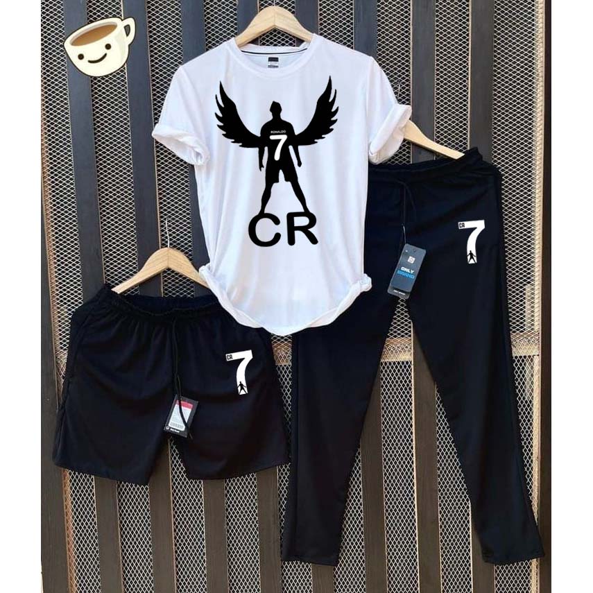 White Cr-7 Wings Bundle Of 3 Dry-Fit Premium Quality Summer Suit.