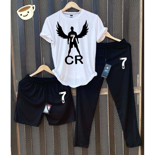 White Cr-7 Wings Bundle Of 3 Dry-Fit Premium Quality Summer Suit.