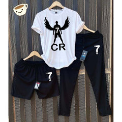 White Cr-7 Wings Bundle Of 3 Dry-Fit Premium Quality Summer Suit. White Cr-7 Wings Bundle Of 3 Dry-Fit Premium Quality Summer Suit.