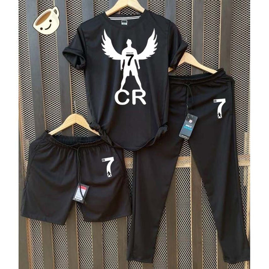 Black Cr-7 Wings Bundle Of 3 Dry-Fit Premium Quality Summer Suit.