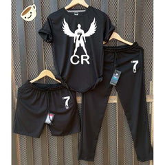 Black Cr-7 Wings Bundle Of 3 Dry-Fit Premium Quality Summer Suit. Black Cr-7 Wings Bundle Of 3 Dry-Fit Premium Quality Summer Suit.