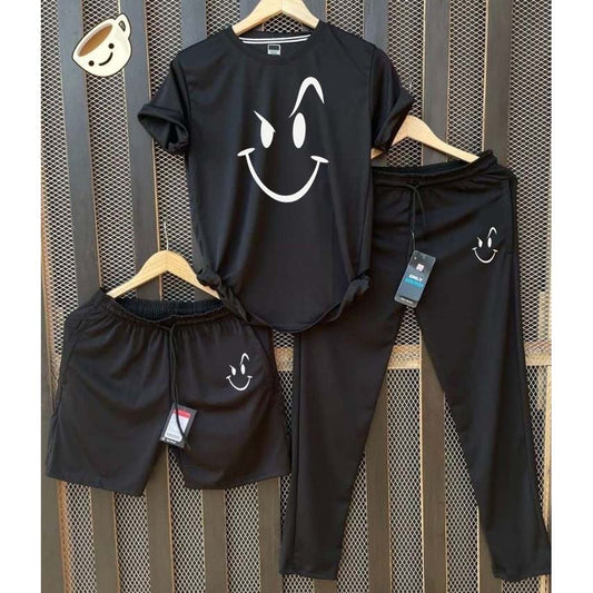 Black Naughty-Smile Bundle Of 3 Dry-Fit Premium Quality Summer Suit.
