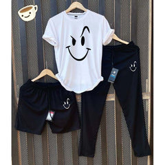 White Naughty-Smile Bundle Of 3 Dry-Fit Premium Quality Summer Suit. White Naughty-Smile Bundle Of 3 Dry-Fit Premium Quality Summer Suit.