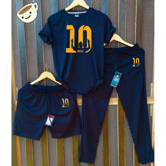 Blue Messi-10 Bundle Of 3 Dry-Fit Premium Quality Summer Suit.