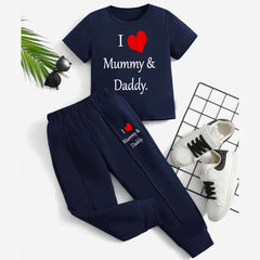 I Love D+M Kids Trouser Pintex Style 2-Pcs Summer Suit. (HTS+TR) I Love D+M Kids Trouser Pintex Style 2-Pcs Summer Suit. (HTS+TR)