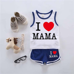 I Love MAMA Kids Sando Style 2-Pcs Summer Suit. (SD+SH) I Love MAMA Kids Sando Style 2-Pcs Summer Suit. (SD+SH)