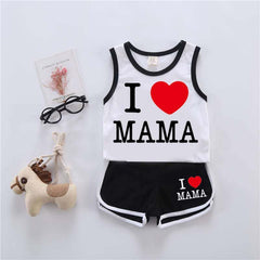 I Love MAMA Kids Sando Style 2-Pcs Summer Suit. (SD+SH) I Love MAMA Kids Sando Style 2-Pcs Summer Suit. (SD+SH)
