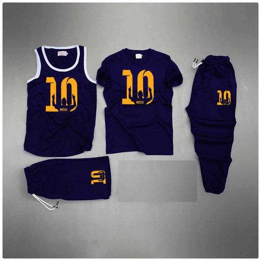 Blue Messi-10 Printed Bundle Of 4 Dry-Fit Complete Summer Deal.
