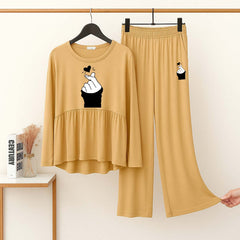 Peplum-Style Big-Printed 2-Pcs Lounge And Night Wear Suit. WLW-11 Peplum-Style Big-Printed 2-Pcs Lounge And Night Wear Suit. WLW-11