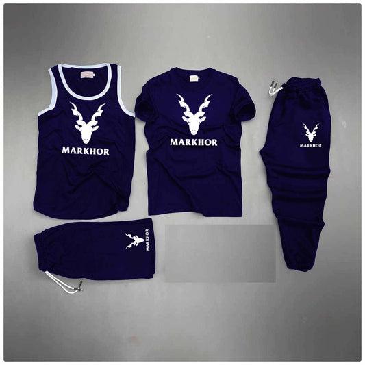 Blue Markhor Printed Bundle Of 4 Dry-Fit Complete Summer Deal.
