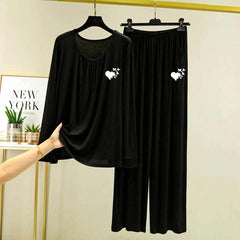 Neck Geadar-Style Logo-Printed 2-Pcs Lounge And Night Wear Suit. WLW-14 Neck Geadar-Style Logo-Printed 2-Pcs Lounge And Night Wear Suit. WLW-14