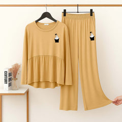 Peplum-Style Logo-Printed 2-Pcs Lounge And Night Wear Suit. WLW-11 Peplum-Style Logo-Printed 2-Pcs Lounge And Night Wear Suit. WLW-11