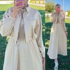 Drop Shoulder Short Jacket Maxi Style 2-Pcs Winter Co-Ord Set. WWTS-15 Drop Shoulder Short Jacket Maxi Style 2-Pcs Winter Co-Ord Set. WWTS-15
