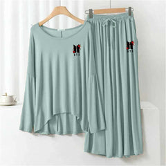 Plazo-Style Logo-Printed 2-Pcs Lounge And Night Wear Suit. WLW-08 Plazo-Style Logo-Printed 2-Pcs Lounge And Night Wear Suit. WLW-08