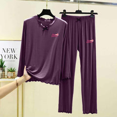 Tie Piko-Style Logo-Printed 2-Pcs Lounge And Night Wear Suit. WLW-16 Tie Piko-Style Logo-Printed 2-Pcs Lounge And Night Wear Suit. WLW-16