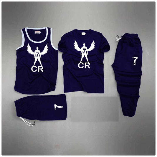 Blue Cr-7 Wing's Printed Bundle Of 4 Dry-Fit Complete Summer Deal.