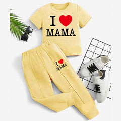 I Love MAMA Kids Trouser Pintex Style 2-Pcs Summer Suit. (HTS+TR) I Love MAMA Kids Trouser Pintex Style 2-Pcs Summer Suit. (HTS+TR)