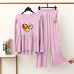 Peplum-Style Big-Printed 2-Pcs Lounge And Night Wear Suit. WLW-11 Peplum-Style Big-Printed 2-Pcs Lounge And Night Wear Suit. WLW-11