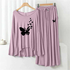 Plazo-Style Big-Printed 2-Pcs Lounge And Night Wear Suit. WLW-08 Plazo-Style Big-Printed 2-Pcs Lounge And Night Wear Suit. WLW-08