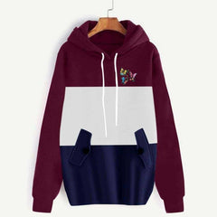 Patch-Work Flap Style Long Winter Hoodie For Her. Patch-Work Flap Style Long Winter Hoodie For Her.