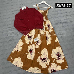 Short Koti & Printed Smoky Maxi Style Western 2-Pcs Stiched Suit. SKM-17 Short Koti & Printed Smoky Maxi Style Western 2-Pcs Stiched Suit. SKM-17
