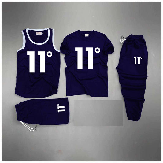 Blue 11-Degree Printed Bundle Of 4 Dry-Fit Complete Summer Deal.