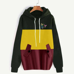 Patch-Work Flap Style Long Winter Hoodie For Her. Patch-Work Flap Style Long Winter Hoodie For Her.