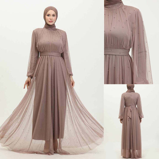 Turkish Net Pearls Belt Style Heavy-Flair Long-Length Maxi. (Premium Collection)