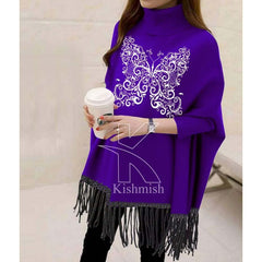 Butterfly Printed Bat-Wing Style Viscose Poncho. Butterfly Printed Bat-Wing Style Viscose Poncho.