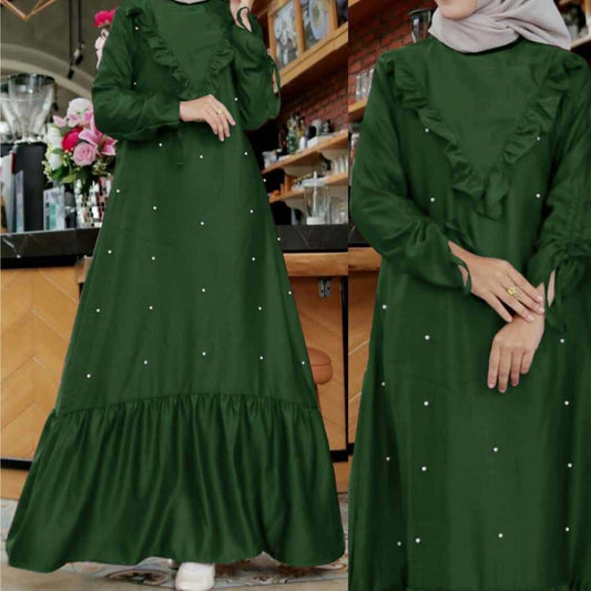 Turkish Style Pearls Work Long Heavy Flair Maxi.