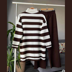 High Neck Stripe Printed Premium Quality Winter 2-Pcs Tracksuit For Her. WWTS-05 High Neck Stripe Printed Premium Quality Winter 2-Pcs Tracksuit For Her. WWTS-05