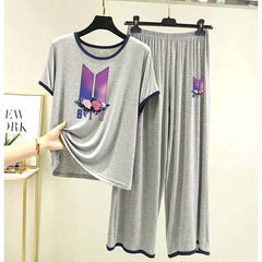 Contrast Tape-Style Big-Printed 2-Pcs Lounge And Night Wear Suit. WLW-07 Contrast Tape-Style Big-Printed 2-Pcs Lounge And Night Wear Suit. WLW-07