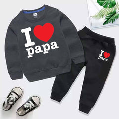 I Love PAPA Kids Sweat Style 2-Pcs Winter Tracksuit I Love PAPA Kids Sweat Style 2-Pcs Winter Tracksuit