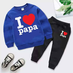 I Love PAPA Kids Sweat Style 2-Pcs Winter Tracksuit I Love PAPA Kids Sweat Style 2-Pcs Winter Tracksuit