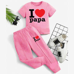 I Love PAPA Kids Trouser Pintex Style 2-Pcs Summer Suit. (HTS+TR) I Love PAPA Kids Trouser Pintex Style 2-Pcs Summer Suit. (HTS+TR)