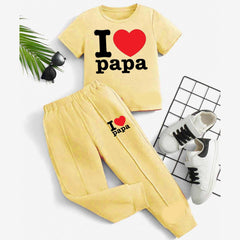 I Love PAPA Kids Trouser Pintex Style 2-Pcs Summer Suit. (HTS+TR) I Love PAPA Kids Trouser Pintex Style 2-Pcs Summer Suit. (HTS+TR)