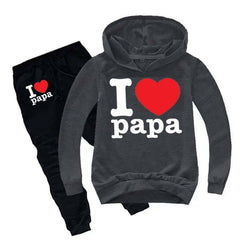 I Love PAPA Kids Hoodie Style 2-Pcs Winter Tracksuit I Love PAPA Kids Hoodie Style 2-Pcs Winter Tracksuit