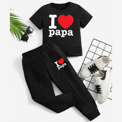 I Love PAPA Kids Trouser Pintex Style 2-Pcs Summer Suit. (HTS+TR) I Love PAPA Kids Trouser Pintex Style 2-Pcs Summer Suit. (HTS+TR)