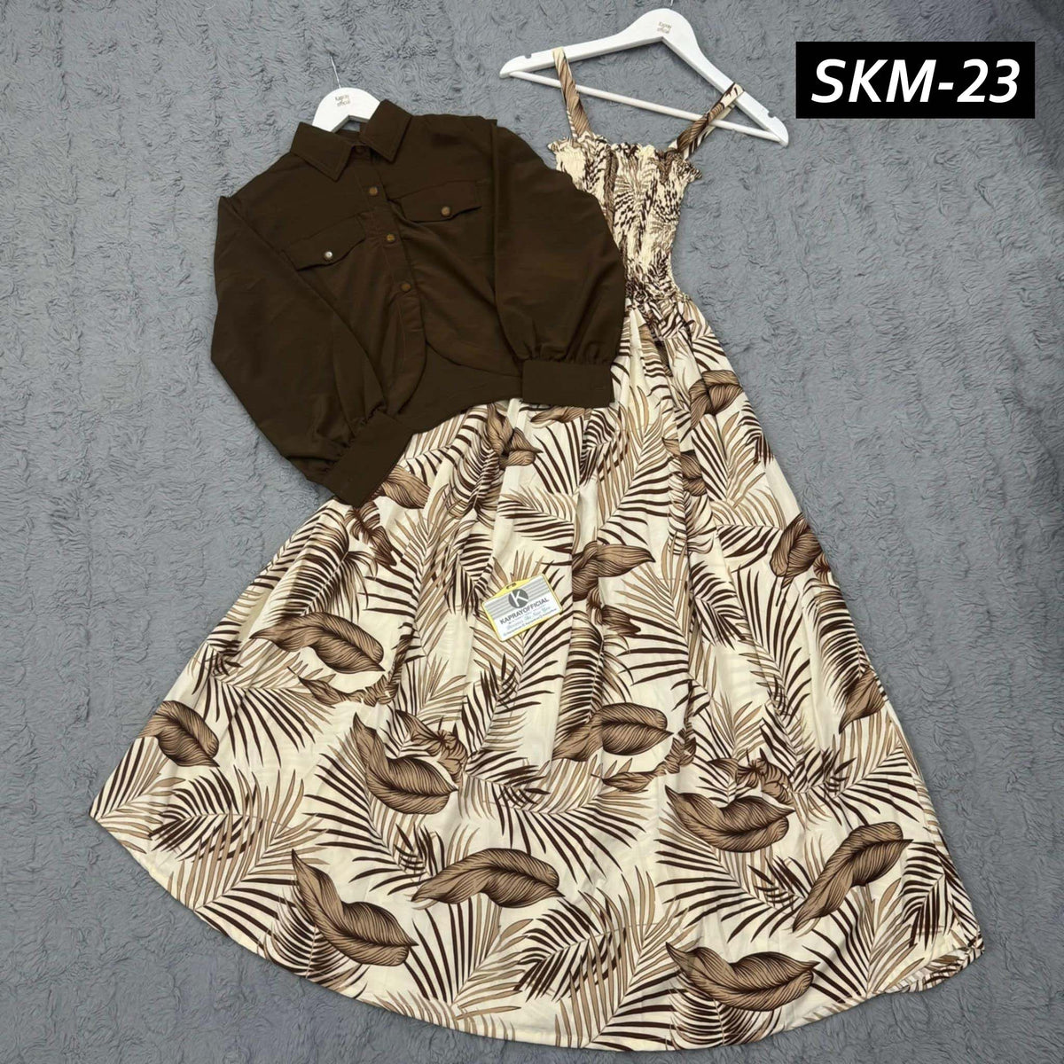 Short Koti & Printed Smoky Maxi Style Western 2-Pcs Stiched Suit. SKM-23