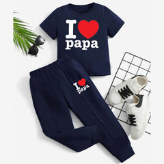 I Love PAPA Kids Trouser Pintex Style 2-Pcs Summer Suit. (HTS+TR) I Love PAPA Kids Trouser Pintex Style 2-Pcs Summer Suit. (HTS+TR)