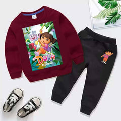 Kids Dora Printed Sweat-Shirt Style 2-Pcs Winter Track-Suit. Kids Dora Printed Sweat-Shirt Style 2-Pcs Winter Track-Suit.