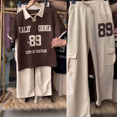 Cali-89 Collar Cargo Style Western 2-Pcs Summer Tracksuit For Her. WSTS-05 Cali-89 Collar Cargo Style Western 2-Pcs Summer Tracksuit For Her. WSTS-05